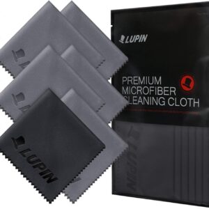 Mikrofaser Reinigungstücher, LUPIN [6 Pack] Prämie Fluse Poliertuch für Handy, Laptops, iPad, Brillen, Auto, TV Bildschirme und andere Oberflächen Mikrofasertuch mit kleiner Beutel – Grau (Gray)