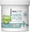 ReaVET Ohrenreiniger Hund & Katze 100 Stück – Ohrenpflege Pads Hund I Pflegeprodukt für Ohren, Reinigungstücher Hund, Besonders Milde & Schonende Reinigung mit Aloe Vera für Hunde und Katzen