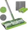 Midyb Flacher Wischmopp, Flachmopp Bodenwischer Profi mit 4 Wiederverwendbaren Mikrofaser & Chenille Pads, 150cm Langem Griff Wischer Boden für Hartholz Laminat Fliesen Marmor, Senden Schaber