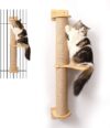 FUKUMARU Katzen Kratzbaum Wand, Wandmontiertes katzenmöbel, aus Gummiholz, katzen wand klettern, 93cm hoch