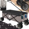 Miweba Faltbarer Bollerwagen MB-30 | Traglast 120 kg – Klappbar – Handwagen faltbar – Transportwagen für Kinder – Kinderwagen – Gartenwagen – Wagen – Strandwagen – Faltwagen (Hellgrau/Dunkelgrau)