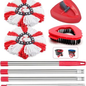 Sgizoku Wischmop Ersatz kompatibel mit Vileda Turbo 2in1 Spin Wischer und Bodenwischer,2 Mikrofaser Moppköpfe +1Stiel+1Bodenschrubber +1Moppbasis, Geeignet für alle Böden