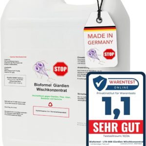 LTK-008 BIOFORMEL Giardien Wischkonzentrat für Hund, Katze & co – Haustier Hygiene Spray – Giardien Desinfektionsmittel gegen Viren Bakterien & Pilze – effektiver Geruchsentferner (5L)