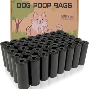 AiTodos® 600 Stück Hundekotbeutel, Schwarz, Geeignet zum Verlassen des Hauses, Kotbeutel für Hunde – 30 * 21,5 cm, Polyethylen-Material, Tragbar – Hunde Kotbeutel (40 Rollen, 15 pro Rolle)