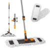 Myiosus Bodenwischer, Wischmopp groß, 60cm Breit wischer Boden, Industrieller Mop mit 126cm Edelstahl Teleskopstiel, 360° drehbarer Flachmopp für Hartholz Fliesen Marmor Laminat (2 Mikrofaser Pads)