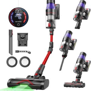 Ultenic U16 Flex Akku Staubsauger Kabellos 550W/45000pa, 60 Min Laufzeit Akkustaubsauger mit Touchscreen und Faltrohr, Wandmontierte Ladestation Grün Licht, Anti Tangle für Hartböden Teppich Tierhaare