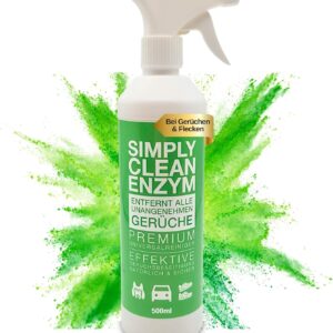 SIMPLY CLEAN ENZYM Enzymreiniger Katzenurin Geruchsentferner Extrem – Tier Geruchsentferner mit sofort Wirkung und Langzeitwirkung – Tiergeruch Entferner, Flecken- und Geruchsneutralisierer 500ml