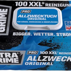 UltraGrime Pro Multiuse Cleaning Wipes | Industrielle Tücher zur Entfernung von Fett, Öl, Farbe und Tinte | 100 extragroße Feuchttücher, 38 cm x 25 cm