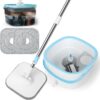Withosent 130cm Wischmopp Set mit Eimer, 2-in-1 Filtersystem Trennt Schmutz von Frischwasser, Putzeimer Bodenwischer mit Auswringfunktion, mit 2 Mikrofaserbezug, für Fenster- Bodenreinigung