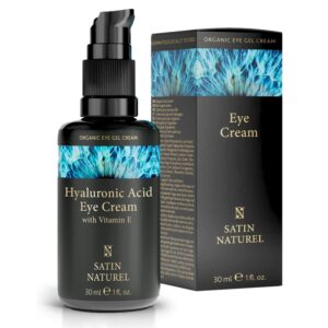 Augencreme mit BIO Aloe Vera + Hyaluron + Taurin + Vitamin E – Augenringe entfernen Soforteffekt – Augencreme gegen Falten und Augenringe – Augenpflege – Eye Cream Vegan 30ml – Satin Naturel
