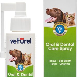 Veturel Mund- und Zahnpflegespray für Katzen und Hunde | 100ml Zahnfleisch und Plaque Reinigungsspray gegen Mundgeruch | Mundpflege für Haustiere