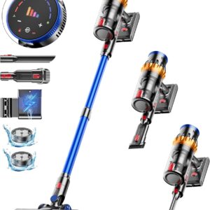 MIBODE Akku Staubsauger, 45000Pa/550W/70Mins Staubsauger Kabellos mit Smart Display, Staubsauger mit Automatikmodus & Anti-Verhedderung-Bürste für Teppich, Hartboden und Tierhaare