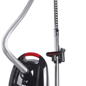 Fakir Red Vac Power Staubsauger mit Beutel 700W, Bodenstaubsauger mit Kabel, HEPA H13 Filter, sehr leisem Hocheffizienzmotor 69dB(A), großem 3l Staubbeutel & 9m Aktionsradius, Schwarz/Rot