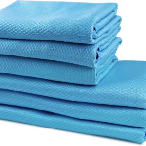 Bazasa 6 St. Mikrofasertücher Fenstertuch Streifenfrei 60×40 & 40x40cm Blau Wiederverwendbare Reinigungstücher Küche Fishscale Putztücher Putzlappen Allzwecktücher für Autopflege Geschirr Spiegel