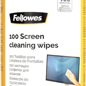 Fellowes 100 Bildschirm- und Tastatur-Wischtücher für Zuhause und Büro – Monitor/Laptop/iPad/Mobiltelefon/Tablet-Reinigungstücher Einzelpackung Multi