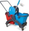 G.I.V. – Reinigungstechnik Putzwagen mit Wischmopp Presse – Doppelfahreimer mit 2X 18L Eimern rot/blau für Gebäudereinigung – Putzeimer – Reinigungswagen für Industrie Gewerbe & Haushalt