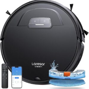 Laresar Clean Saugroboter mit Wischfunktion, 4500Pa Saugroboter, 3 in 1 Staubsauger Roboter funktioniert mit Alexa, 180 Minuten Laufzeit, Ideal für Tierhaare, Teppich, Hartboden