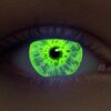 DESIGNLENSES, Leuchtende Halloween The Purge Kostüm Kontaktlinsen grün, 1 Paar (2 Stück),weiche UV Neon Farblinsen „Sparkle“