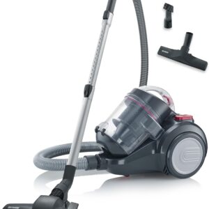 SEVERIN Beutelloser Zyklon-Staubsauger, Bodenstaubsauger für konstante Saugkraft, Staubsauger ohne Beutel mit 800 Watt und 9 m Aktionsradius, 2,1 L, schwarz-rot, CY 7089