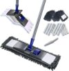 Masthome Flach Bodenwischer Set, 128 cm Chenille Flach Wischmopp mit 4 Wischpads, Wischer Set für Schnelle Reinigung Bodenreinigung, Send Scraping Dust Tool – Blau