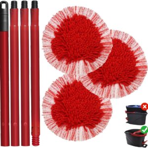 HomeTimes Ersatzkopf Set für Vileda Turbo EasyWring Wischmop Moppaufsatz mit 1 Stiel und 3 Mikrofaser Ersatz mop