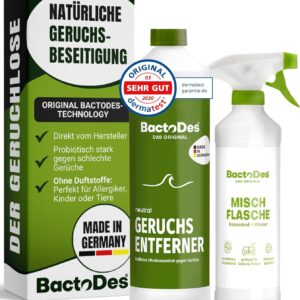 BactoDes Neutral Geruchsneutralisierer, Geruchsentferner, Geruchskiller Reiniger, Urin, Katzenurin, 1 Liter Spray