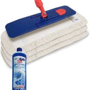 WISCHMOP SET 6 IN 1 WISCHMOPP BODENWISCHER KLAPPHALTER MOPPHALTER TELESKOPSTIEL (40 Zentimeter, Wischmop Set Standard)