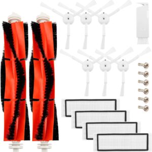ABC life Zubehör für Xiaomi Saugroboter, 2 Zentralbürste& 6 Seitenbürste& 1 Reinigungshilfe& 4 HEPA Filters,Staubsauger-teile Ersatzteile für Xiaomi Mi Robot und Cleaner Roborock S50 S51 S6(19-Teilig)