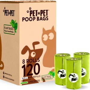 PET N PET Kompostierbarer Hundekotbeutel, 120 Gemüsebeutel für Hunde, langlebige, dicke, auslaufsichere Kotbeutel für Hunde