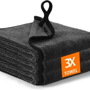 Leseed Mikrofasertücher Auto Stück 600 GSM, Professionelle Auto Trockentuch, Fusselfrei, Super Saugfähig Poliertuch Auto, Zum Reinigen Von Autos Und Motorrädern, 40 x 60 cm(Grau – 3 Stück)