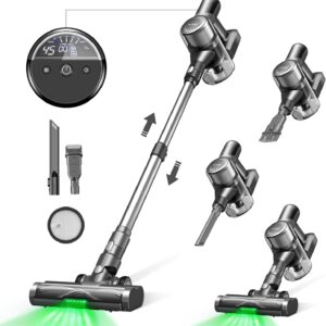 Ultenic U12 Vesla Akku Staubsauger 45000Pa, Tech Green Eye™, Verbesserte Anti-Tangle-Bürste, Staubsauger Kabellos mit Automatikmodus, Stielstaubsauger für Teppich Hartböden Tierhaare
