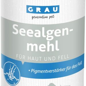 GRAU – das Original – 100 % reines Seealgenmehl, für die Fellpigmentierung, für dichtes & glänzendes Fell, 1er Pack (1 x 400 g), Ergänzungsfuttermittel für Hunde & Katzen