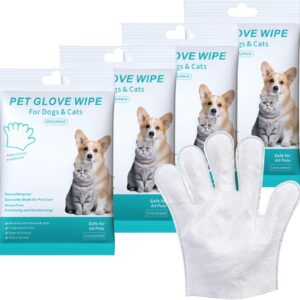 SUNOYA 24 Stück Haustierhandschuh, Haustierpflege Handschuhe, Pflegetücher für Hund Katze, Haustierwaschhandschuhe, Reinigt und Desodoriert, für Die Hygiene Ihrer Haustiere