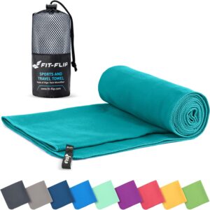 Fit-Flip Mikrofaser Handtuch – kompakte Microfaser Handtücher – ideal als Sporthandtuch, Reisehandtuch, Strandtuch – schnelltrocknend und leicht – Badetuch groß – Sport, Fitness, Sauna