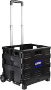 Kinzo Transporttrolley Faltbar 25kg Transportgewicht Klappbare Einkaufskiste Putzwagen fahrbare Transportkiste Platzsparender Transport Ideal für Camping, Einkauf 05703 Schwarz 100 cm