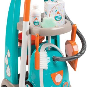Smoby – Spielzeug Reinigungstrolley – mit Staubsauger inkl. Soundgeräuschen, Schaufel, Besen, Wischmopp, Spielverpackungen, für Kinder ab 3 Jahren
