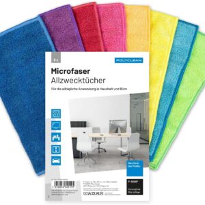 POLYCLEAN 8X Microfaser Reinigungstuch – Microfaser Putztuch für den universellen Einsatz – Microfasertuch für den Haushalt (30×30 cm, bunt) – Allzwecktücher inkl. 1x gratis Wäschesack