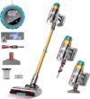 55000Pa/600W Akku Staubsauger Kabellos 55Mins Laufzeit, Wandmontierte Ladestation, Akkustaubsauger Cordless Vacuum Cleaner mit Smart Display Anti-Verhedderung-Bürste für Teppich Hartboden Tierhaare