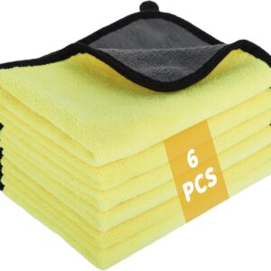6 Stück Mikrofasertücher Auto – 600 GSM – Microfasertuch Autopflege Trockentücher – extra weiches Auto-Trockentuch – Geeignet für Pflege und Trocknen von Autos – 30 x 40 cm (Gelb)