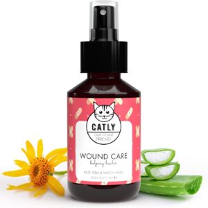 Catly® Wundspray Katze – 100ml – Natürliches Hygiene- und Wundspray für Katzen, Hilft bei der Katzenpflege, Spendet Feuchtigkeit & schützt die Haut mit Aloe Vera