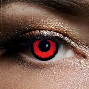 farbige Kontaktlinsen Halloween ohne Sehstärke 3 M Halloween Kontaktlinsen ROT – Red Angelic -Zombielinse, Vampir Make up Vampir Schminke Halloween Make up Halloween Schminke