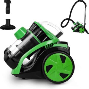 Jopassy Beutelloser Staubsauger, Leichter 900W Staubsauger mit 3L Staubbehälter Zusatzdüsen für Teppiche, Hartböden, Tierhaare und Staub