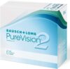 Bausch + Lomb PureVision 2 Monatslinsen, sehr dünne sphärische Kontaktlinsen, weich, 6 Stück, BC 8.6 mm, DIA 14 / -4,00 Dioptrien