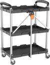 Kendo Servierwagen klappbar – Rollwagen Küche, Beistellwagen mit gebremsten Rollen und Zuladung bis max. 65kg – Robust & Rostfrei mit Komfort Handgriffen – Keine Montage notwendig