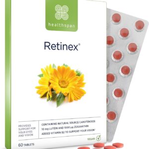 Healthspan Retinex | Hochwertige Augenpflege mit Lutein & Zeaxanthin | Unterstützt die Sehkraft & fördert die langfristige Gesundheit der Augen | Vegan | 60 Tabletten