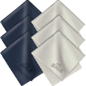 MR.SIGA Hochwertig Mikrofaser Reinigungstücher Brillenputztuch für Brillen, Bildschirme, Tabletten, Gläser, 6er Pack, 6 x 7 Zoll (15 x 18 cm), Marine/Grau