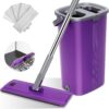 Myiosus Wischmopp Set mit Eimer, Putzeimer mit Wischmop, 360° Wischer mit Edelstahlgriff, Wischmopp mit Auswringfunktion mit 5 Mikrofaser Wischpads, Bodenwischer für Hartholz Fliesen Marmor Laminat