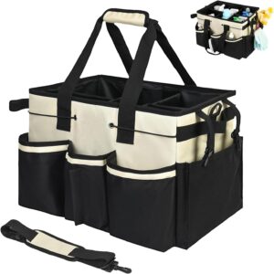 Mocoli Putzmittel Organizer, Tragbar Putztasche Pferd Putztasche mit Schultergurten Große Kapazität Putzwagen Putzmittel Aufbewahrung für Haus Auto und Badezimmer 38×25.5x23cm