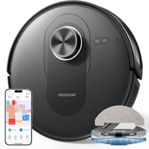 Proscenic Q8 Saugroboter mit Wischfunktion 5000Pa 200min Staubsauger Roboter Leistungsstark Laser Navigation mit 5 Karten, Steuerung über APP Alexa Siri IFTTT Google, für Böden Teppiche Tierhaare