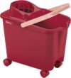 Mery | Putzkübel mit 360° drehbaren Rädern und Auswringer | 14L Kapazität | Robustes Design | Roter Kübel | Maximale Haltbarkeit